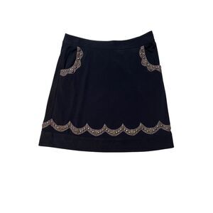 Ranna Gill Anthropologie Faux Leather Trimmed Studded Western Mini Skirt Sz M